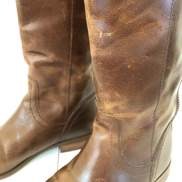 Brown knee high ridding boots women’s size 8 Frye Jolie back zip leather tall