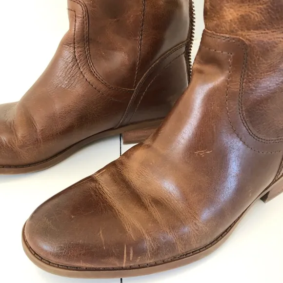 Brown knee high ridding boots women’s size 8 Frye Jolie back zip leather tall
