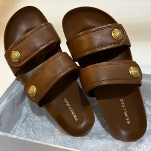 Brown Sandals with Gold Accents