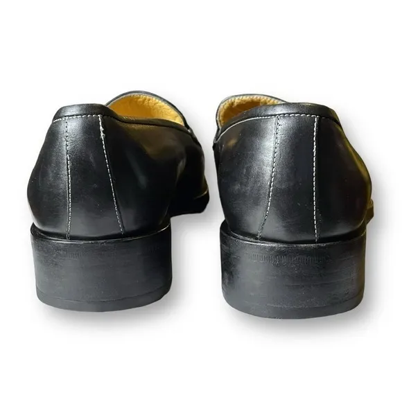 Bruno Magli Bit Loafers Men’s Black White Stitch Slip On Shoes Size 7.5