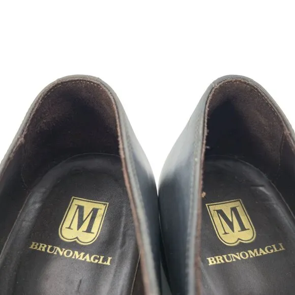 Bruno Magli Italy Gray Leather Double Monk Strap Loafers Men size 11 Dress Shoes