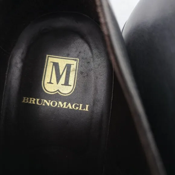 Bruno Magli Italy Gray Leather Double Monk Strap Loafers Men size 11 Dress Shoes