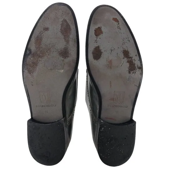 Bruno Magli Italy Gray Leather Double Monk Strap Loafers Men size 11 Dress Shoes