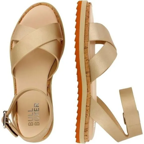 Bullboxer Waltton 053001F1S Sandals Women's 9 Platinum Cutout Ankle Strap KHD758