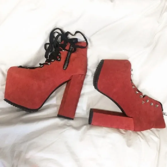 Burgundy Unif Hellbound Platform Boots