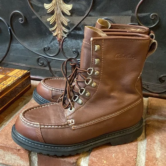 Cabela’s Gore-Tex Mens Work Hunting Soft Moc Toe Boots Leather Size 8 extra Wide