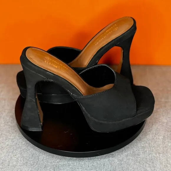 Call It Spring Platform Thick Heel Black Sustainable Vegan Size 6 EU 36 NEW
