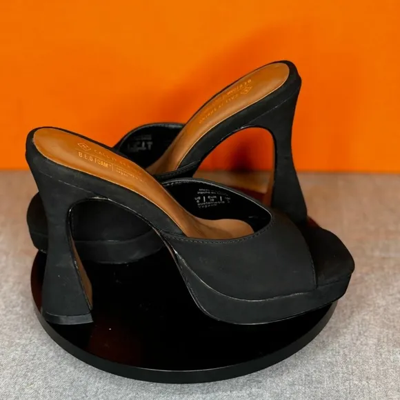 Call It Spring Platform Thick Heel Black Sustainable Vegan Size 6 EU 36 NEW