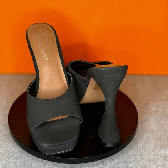 Call It Spring Platform Thick Heel Black Sustainable Vegan Size 6 EU 36 NEW