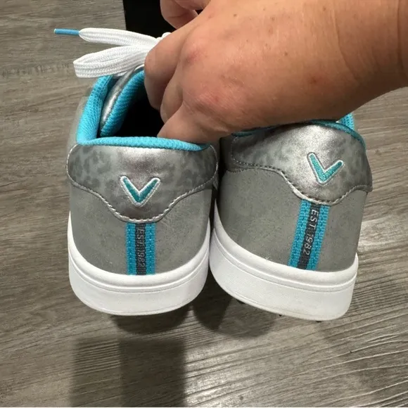 Callaway Del Mar Grey Blue Spike Lace Up Athletic Golf Shoes Sneakers CGW602GR