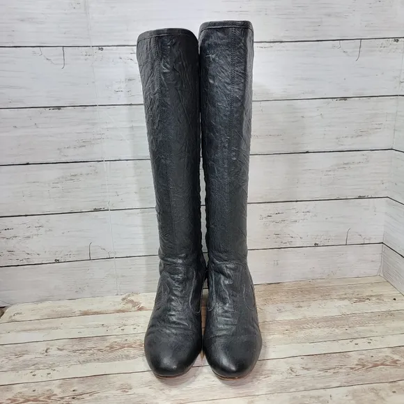 Calleen Cordero textured leather tall wedge boots
