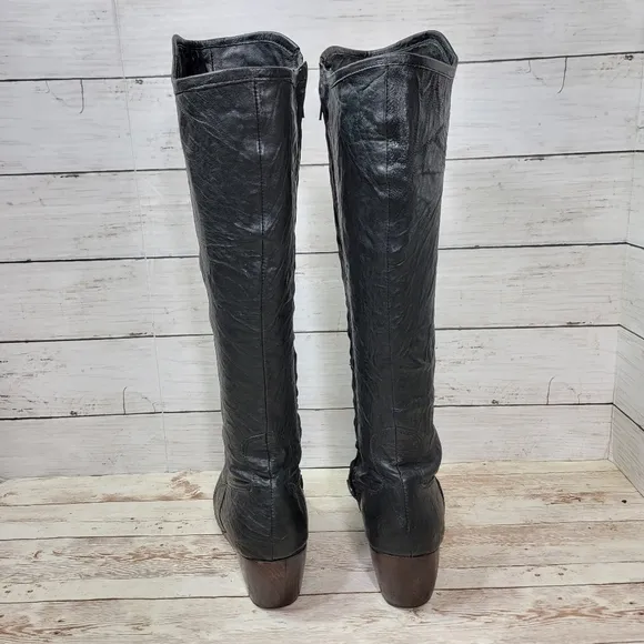 Calleen Cordero textured leather tall wedge boots