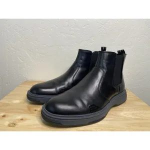 Calvin Klein Black Pancho Chelsea Waxy Calf Boots Size 10 Hipster Goth Business
