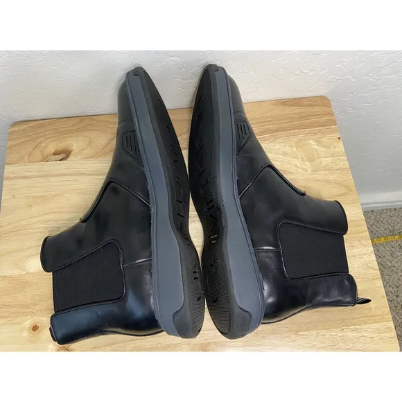 Calvin Klein Black Pancho Chelsea Waxy Calf Boots Size 10 Hipster Goth Business