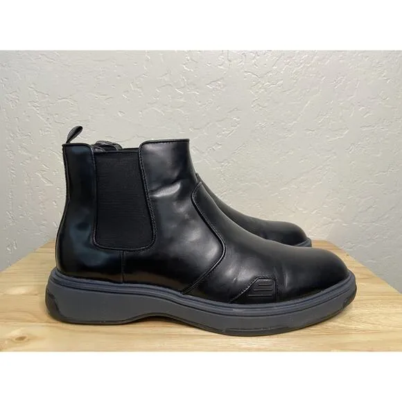 Calvin Klein Black Pancho Chelsea Waxy Calf Boots Size 10 Hipster Goth Business