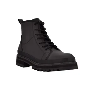 CALVIN KLEIN Mens Black 1&quot; Platform Pull Tab Bsboot Toe Block Heel Boots Shoes 7