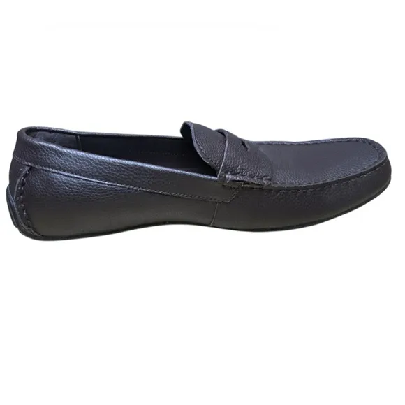 Calvin Klein Men's Pebbled Brown Leather Driving Shoes