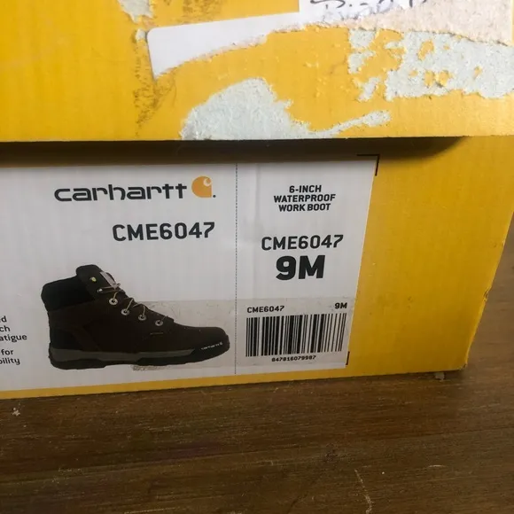 Carhartt men 6 inch waterproof work boots Sz 9M New In Box CME6047