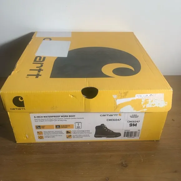 Carhartt men 6 inch waterproof work boots Sz 9M New In Box CME6047
