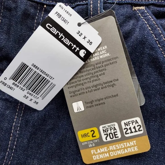 Carhartt Mens Jeans Size 32 X 36 Flame Resistant Denim Utility Dungaree