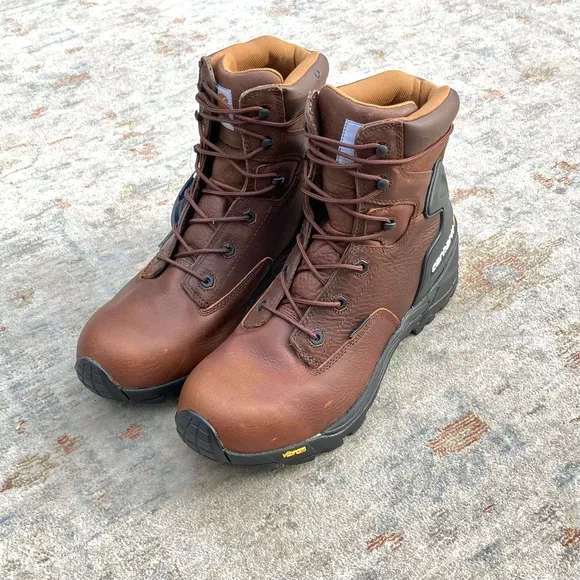 Carhartt NWT New Vibram Sole Pebbled Leather 6 Inch Work Boots CMH6110 Sz 13