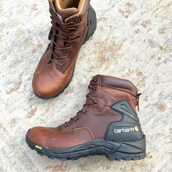 Carhartt NWT New Vibram Sole Pebbled Leather 6 Inch Work Boots CMH6110 Sz 13