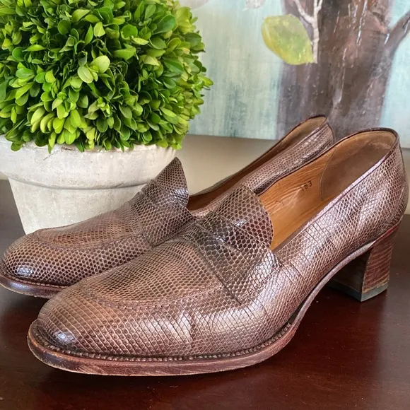 CARMINA ALBALADEJO SHOEMAKER BROWN LADIES HEEL LOAFERS PUMPS SIZE UK 7 🌟EUC🌟