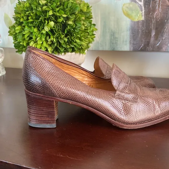 CARMINA ALBALADEJO SHOEMAKER BROWN LADIES HEEL LOAFERS PUMPS SIZE UK 7 🌟EUC🌟