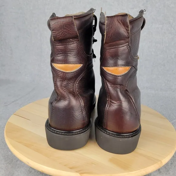 CAROLINA Men's 8 Plain Toe Logger Work Boots Brown Leather Lace Oil Resist