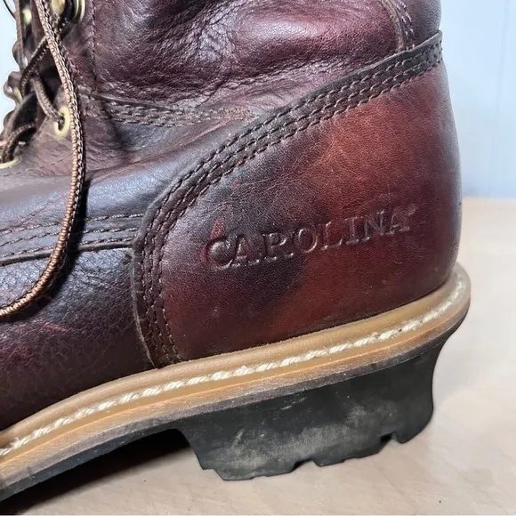 Carolina Plain Toe 8&quot; Logger Work Boots 821 Brown Leather Lace-up Men's 13 D