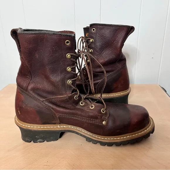 Carolina Plain Toe 8&quot; Logger Work Boots 821 Brown Leather Lace-up Men's 13 D
