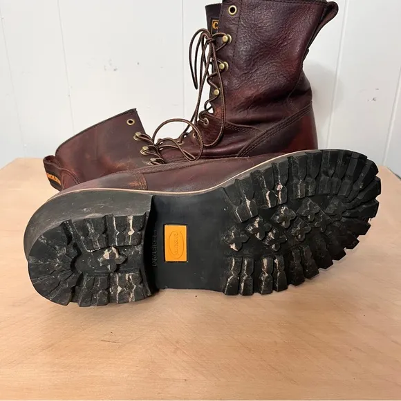 Carolina Plain Toe 8&quot; Logger Work Boots 821 Brown Leather Lace-up Men's 13 D
