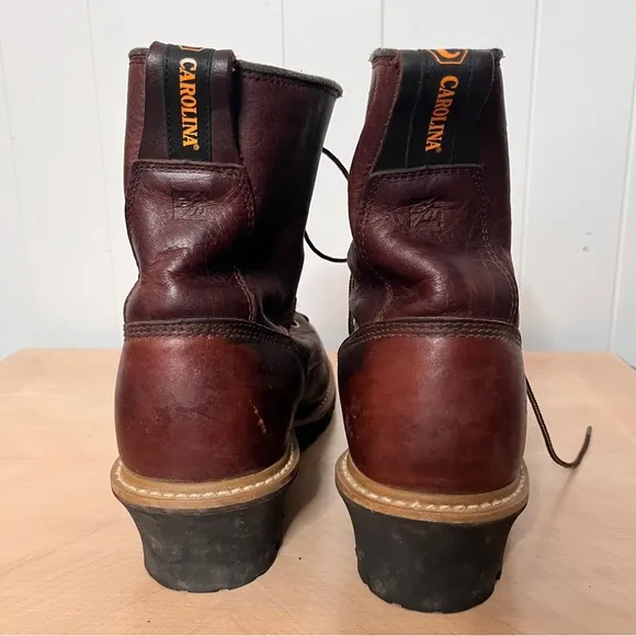 Carolina Plain Toe 8&quot; Logger Work Boots 821 Brown Leather Lace-up Men's 13 D
