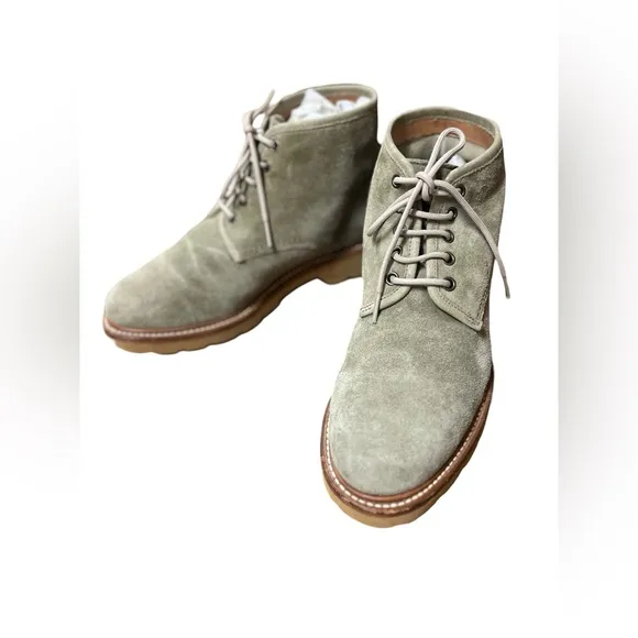 Cartujano Espana Men’s Soft Suede Boots Light Green Lace Up Sz US 8