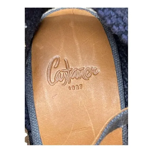 Castaner Carina Wedge Blue Espadrilles Sandals Sz 5.5 EU 36 Made In Spain