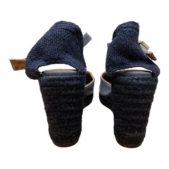 Castaner Carina Wedge Blue Espadrilles Sandals Sz 5.5 EU 36 Made In Spain