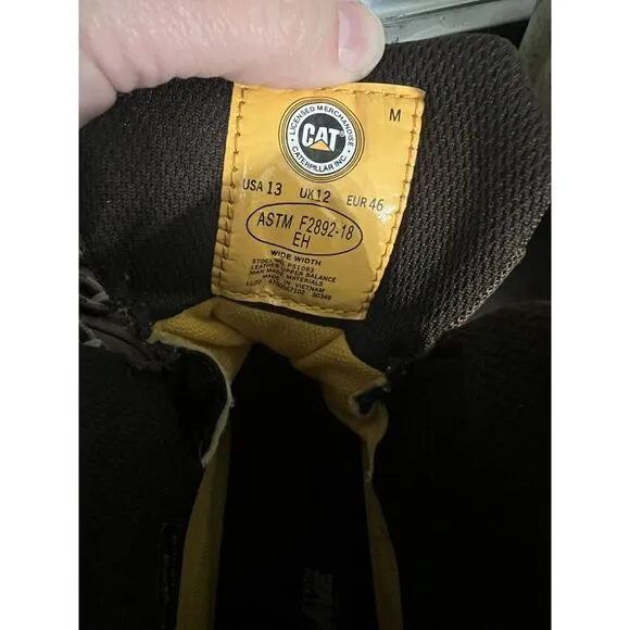 CAT Threshold Brown Work Boot Sz 13 ASTM F2892-18 Never Worn Outside Waterproof‎