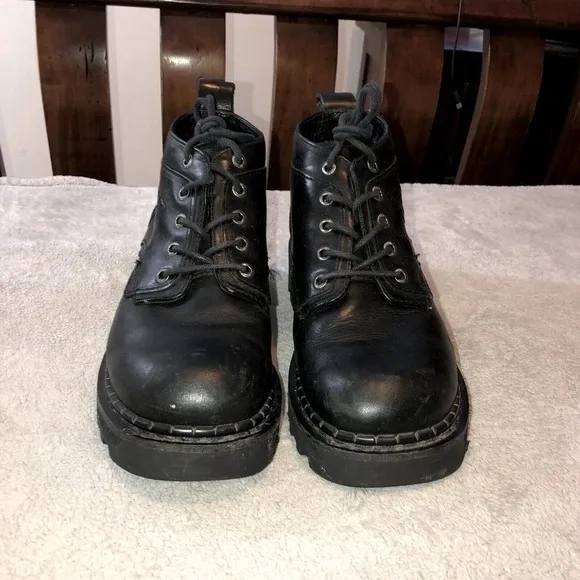 CATERPILLAR Mens Black Leather Ankle Work Boots Sz 8