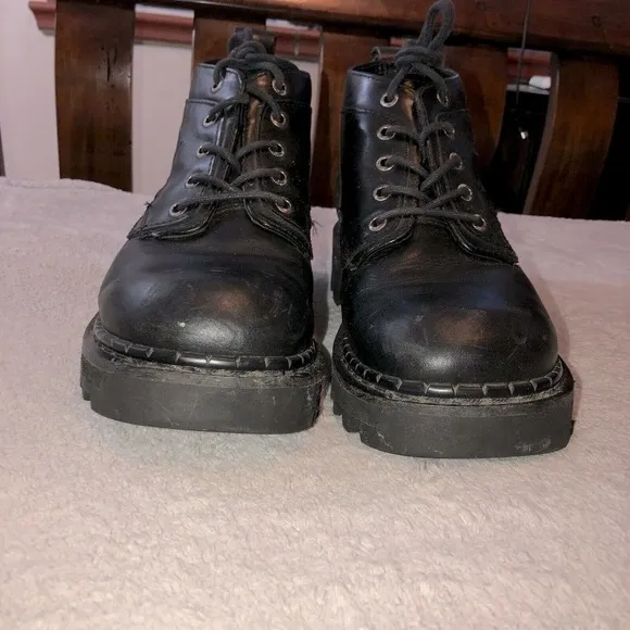 CATERPILLAR Mens Black Leather Ankle Work Boots Sz 8