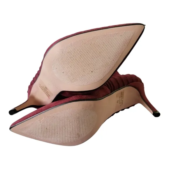 Catherine Malanorino Domhigh Burgandy Sock Stiletto Boots Size 8.5 New