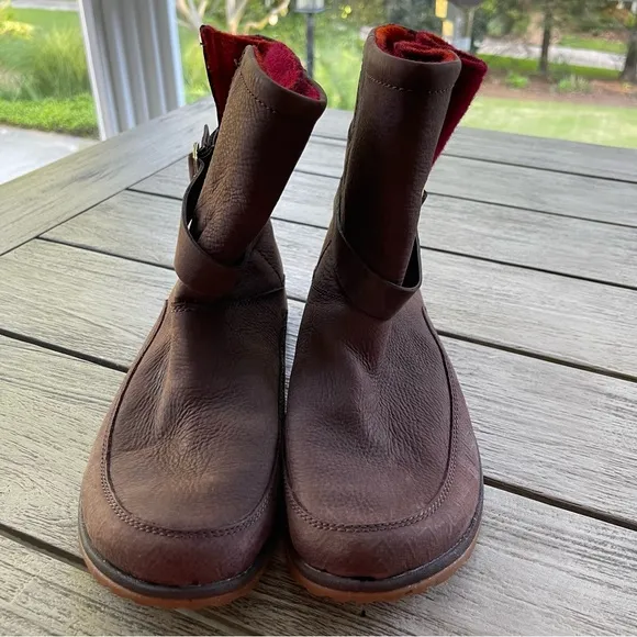 Chaco Hopi Brown Brick Red Leather Boots Womens Size 10