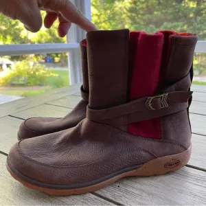 Chaco Hopi Brown Brick Red Leather Boots Womens Size 10