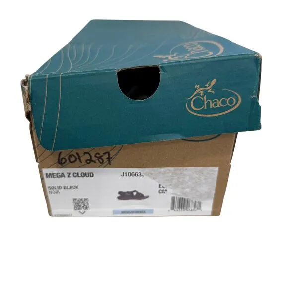 Chaco Mega Z Cloud Sandals Mens 9 EU42 Solid Black NEW with Box