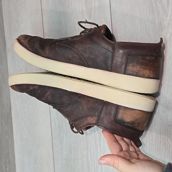 Chaco Mens Mahogany Leather Slip On Sneakers Shoes Sz 12