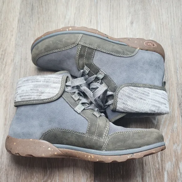 Chaco Womens Barbary Castlerock Ankle Boots Gray and Olive Size 8.5
