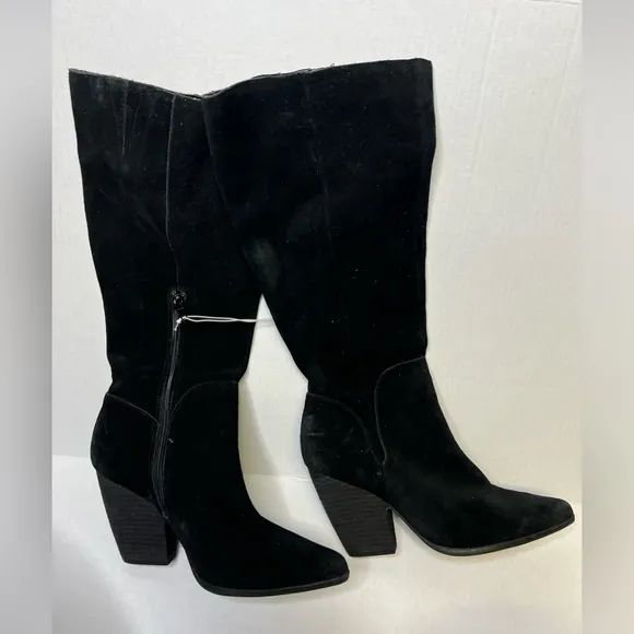 Charles By Charles David Nelson Black Tall Suede Leather Boots NEW Size 8.5