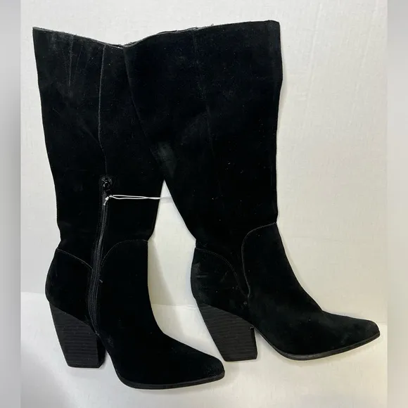 Charles By Charles David Nelson Black Tall Suede Leather Boots NEW Size 8.5