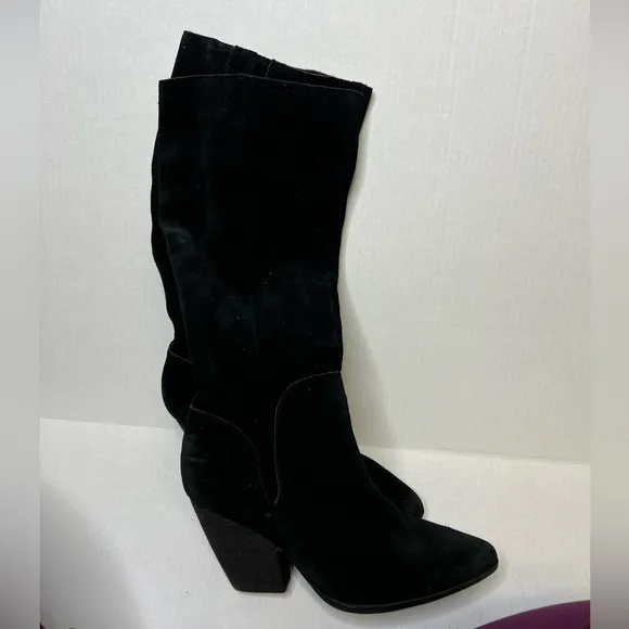 Charles By Charles David Nelson Black Tall Suede Leather Boots NEW Size 8.5