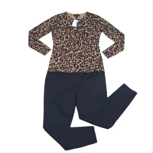 Charter Club Cashmere Sweater Crew Neck Leopard Cheetah Animal Print NWT Sz. Sm.