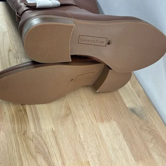 Charter Club Johannes Riding Boots- Brown Leather- Size 8.5 M- NIB
